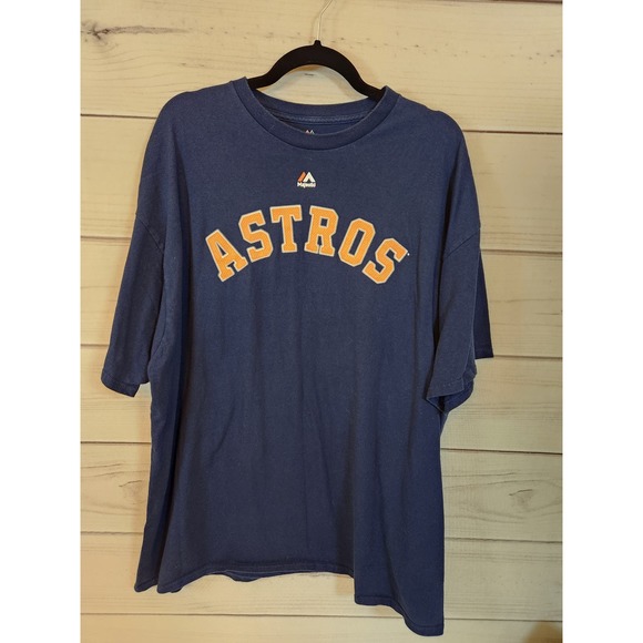 Majestic Mens Navy Blue Astros Bregman Crew Neck Short Sleeve Tee Shirt Size 2XL - Picture 1 of 5